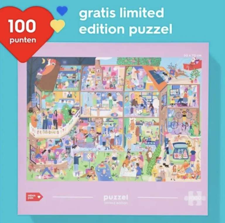 Gratis limited edition HEMA-puzzel bij inlevering van 100 HEMA punten