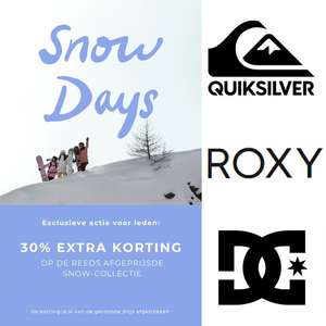 Wintersport kleding, schoenen + accessoires 30% extra korting @ quiksilver | ROXY | DC