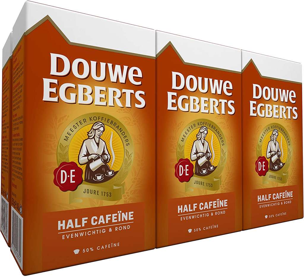 Douwe Egberts Filterkoffie Half Cafeïne, 6 x 250 gram (€1,49 per pak)