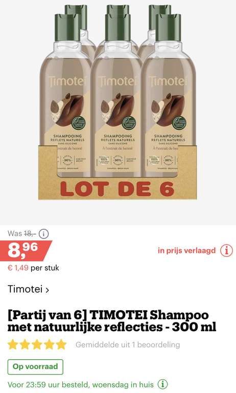 [bol.com] [Partij van 6] TIMOTEI Shampoo met natuurlijke reflecties - 300 ml €8,96