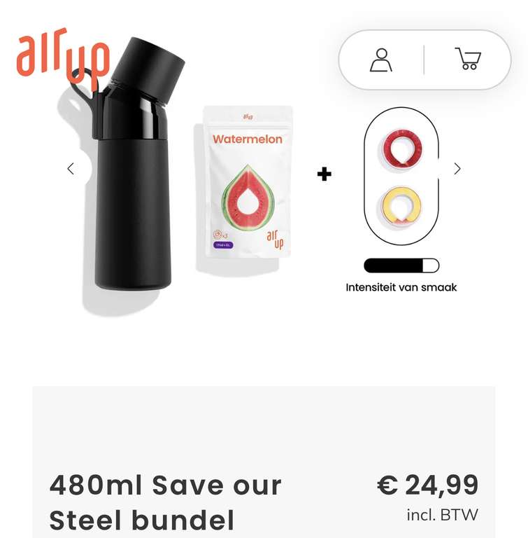 Air-Up 480ml stalen fles Pitch Black + 5 pods voor € 24,99 en 20% extra korting en gratis verzend mogelijk