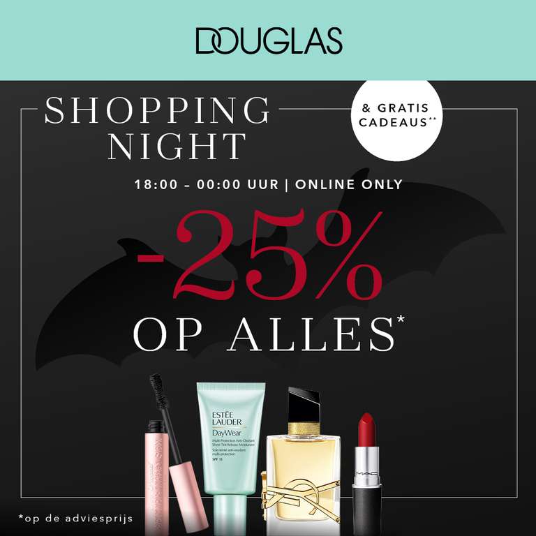va 18u: Shopping Night = 25% korting + tot 2 beautyproducten cadeau