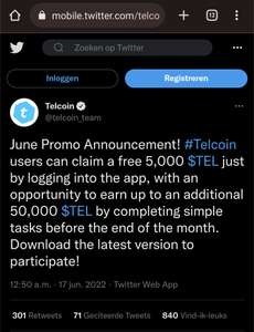 €6,70 gratis Crypto (TEL) - Installeer de Telcoin app