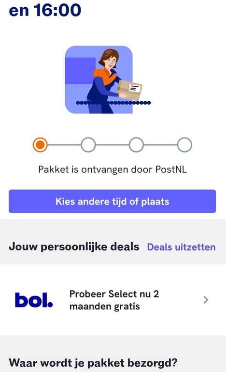 Gratis 2 maand Bol.com select via de PostNL app na Bol bestelling