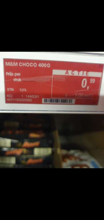 M&M's 400 gram voor €1,08