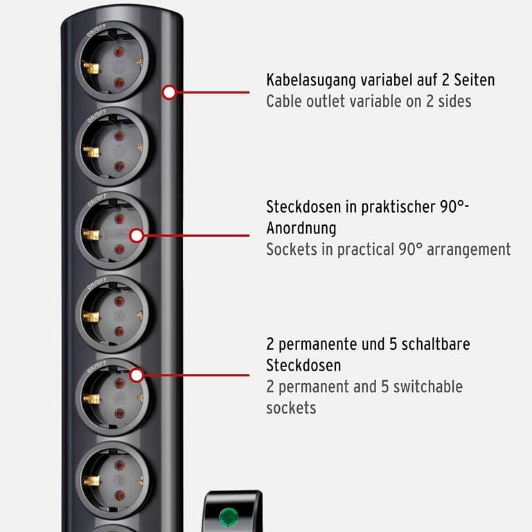 Brennenstuhl Primera-Tec Comfort Switch Plus 7-voudig Stekkerdoos