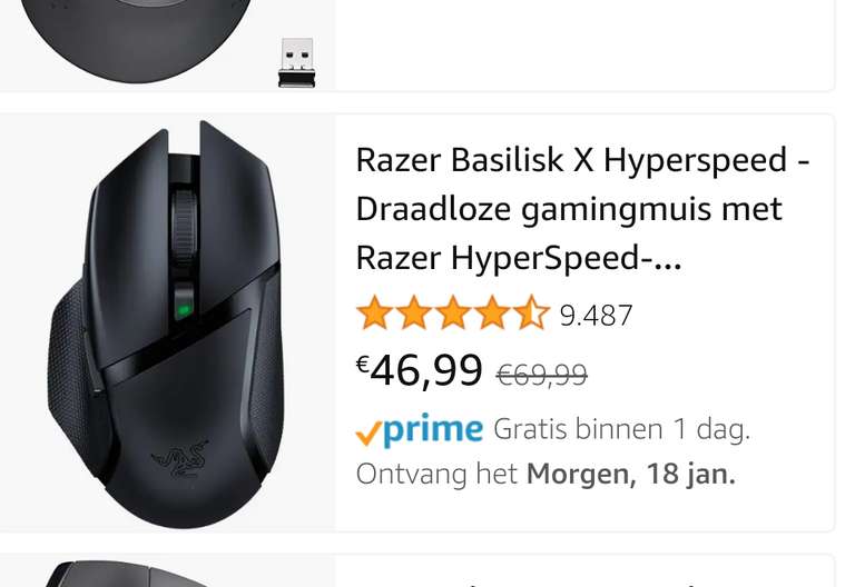 Razer Basilisk X Hyperspeed gaming muis