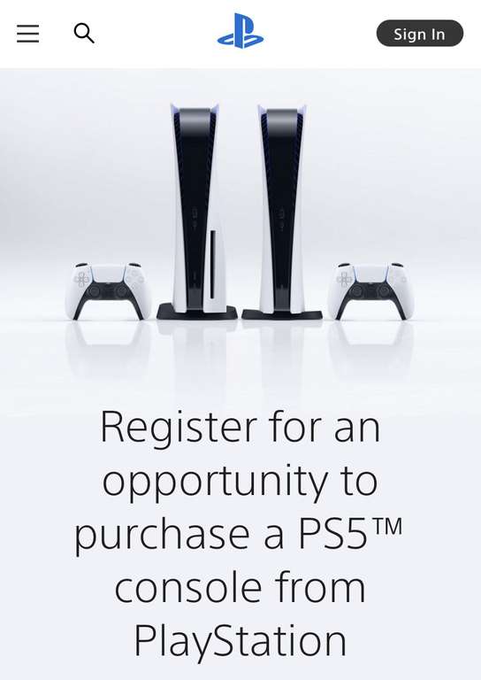 Inschrijving voor aanschaf PlayStation 5 via Sony