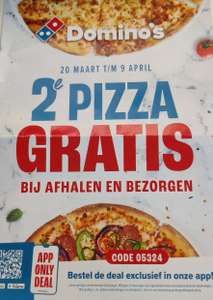 2e Pizza gratis (exclusief in app) bij afhalen en bezorgen
