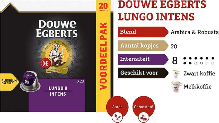 Douwe Egberts Koffiecups Lungo Intens 200 Koffie Capsules