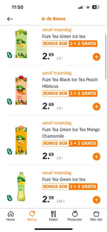 [AH Bonus Box] 3+2 gratis Fuze Tea