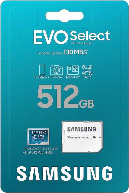 Samsung EVO Select 512 GB microSDXC kaart voor €32,95 @ Amazon NL
