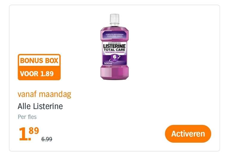 [BONUSBOX] Alle Listerine 500ml voor €1,89