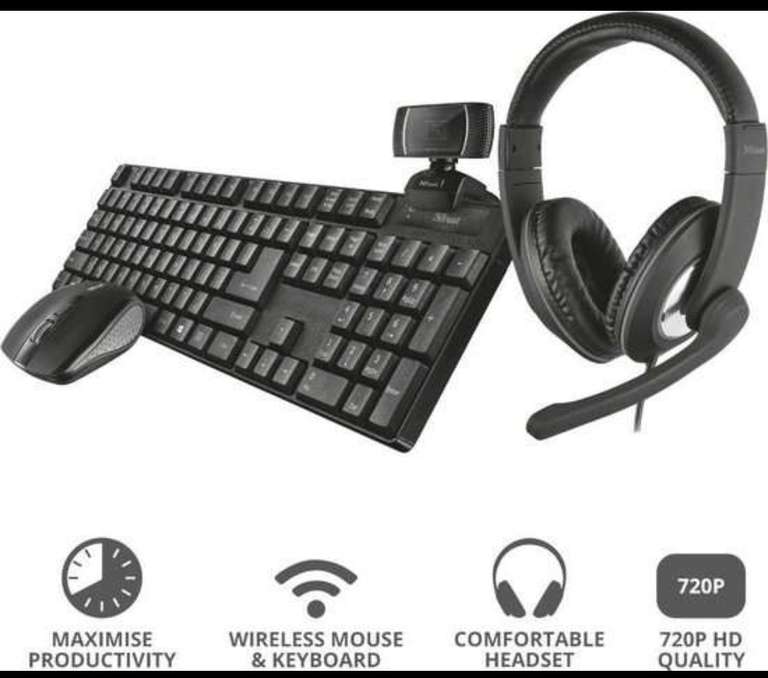 Trust Qoby 4-in-1 Set (Webcam, headset, wireless toetsenbord en muis)
