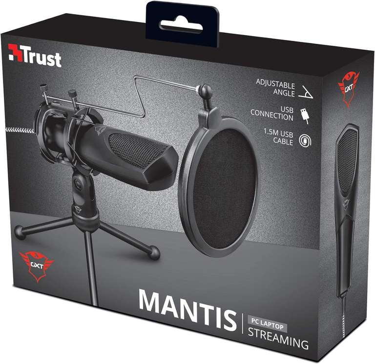 Trust Gaming GXT 232 Mantis USB Gaming Microfoon met Popfilter en Tripod Statief