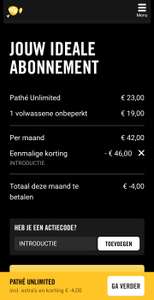 1e maand gratis Pathe unlimited + 4 euro toe!