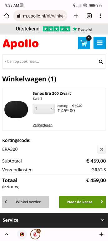 40 euro korting op de Sonos Era 300 met code; ERA300 of 20 euro korting op de Era 100 met code ERA100