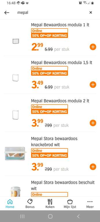50% korting op Mepal Modula bewaardozen bij ah.nl
