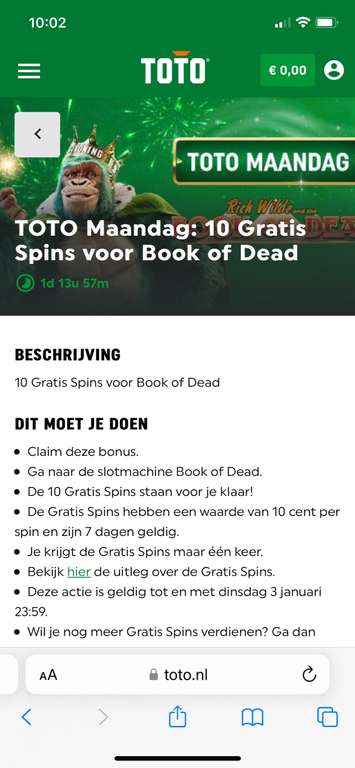 10 Gratis Spins voor Book of Dead