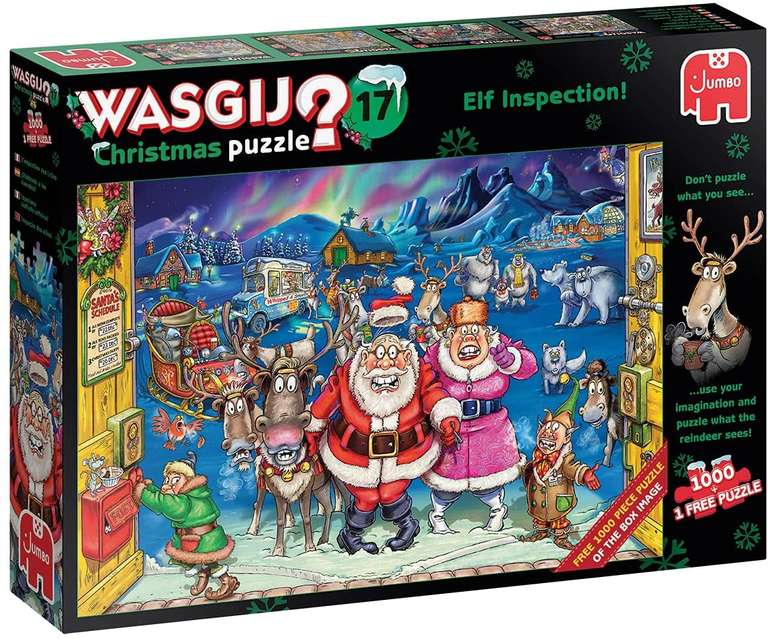 Wasgij Christmas legpuzzel 2x1000 stukjes (In de doos, 1x1000 de oplossing & 1x1000 doosafbeelding)