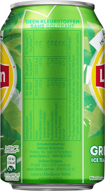 Lipton Ice Tea Green - 24 blikjes - 4 x 6 - 330ML
