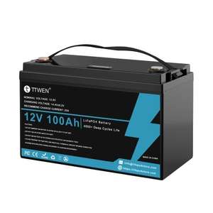 TTWEN 12V 100Ah LiFePO4 Lithium Battery Pack Backup voor €183,20 @ Tomtop