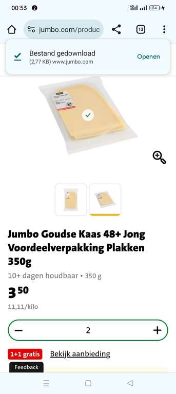 Jumbo Goudse Kaas 48+ Jong Voordeelverpakking Plakken 1+1 gratis