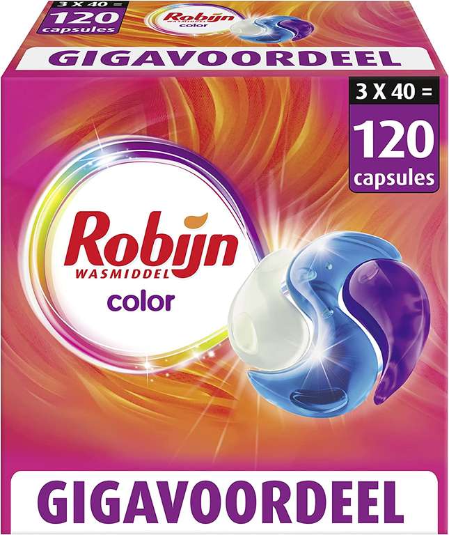 Robijn Wascapsules 3-in-1 Color (of stralend wit) 3 x 40 stuks (0.215 per wasbeurt / Wascapsules)