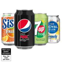Blik 33cl Pepsi, Sisi, 7-up of Royal Club Shandy (geen statiegeld)