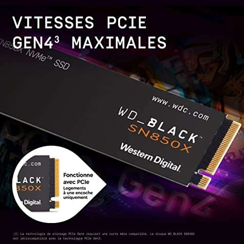 WD BLACK SN850X 4TB M.2 2280 PCIe Gen4 NVMe Gaming SSD up to 7300MB/6600MB PC/PS5