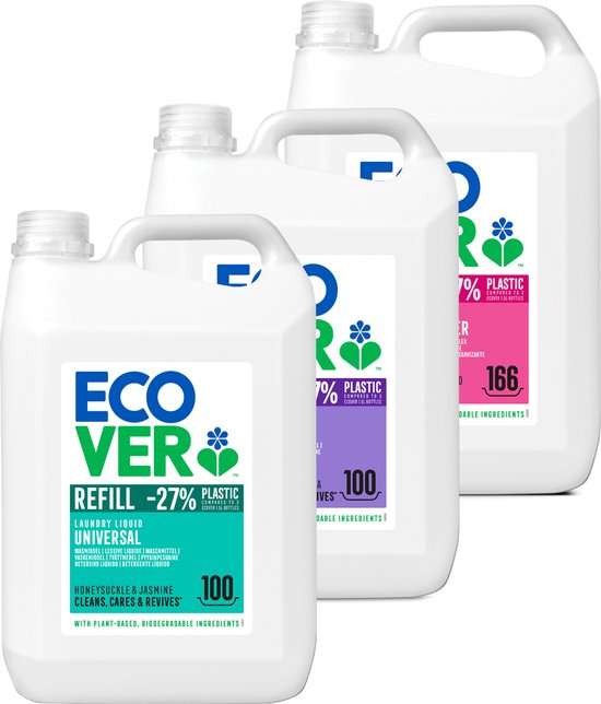 Dagdeal Ecover Voordeelpakket Wasmiddel 5L + Wasverzachter 5L + Wasmiddel Color 5L (externe verkoper)