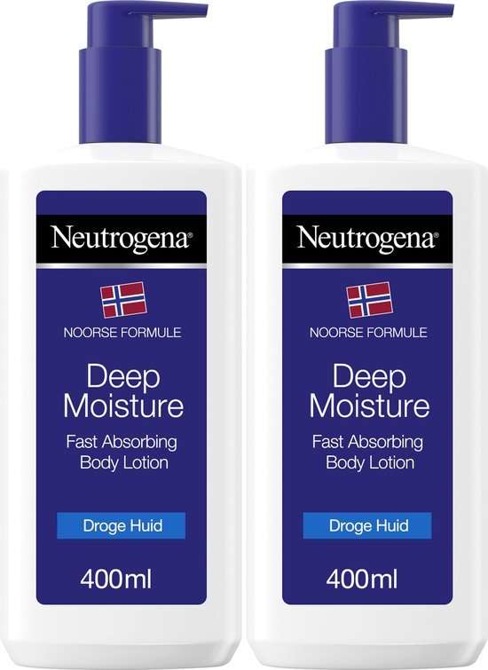 (Bol.com) Neutrogena Deep Moisture snel absorberende bodylotion, Noorse formule, bodycrème, droge huid, 2 x 400 ml