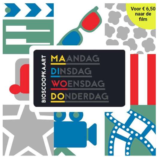 MaDiWoDo bioscoopbonnen voor 6,50 pst icm CJP (10e p/j) of Vriendenloterij (15e p/m)