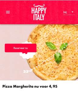 Pizza Margherita voor 4,95, Happy Italy (ook take away)