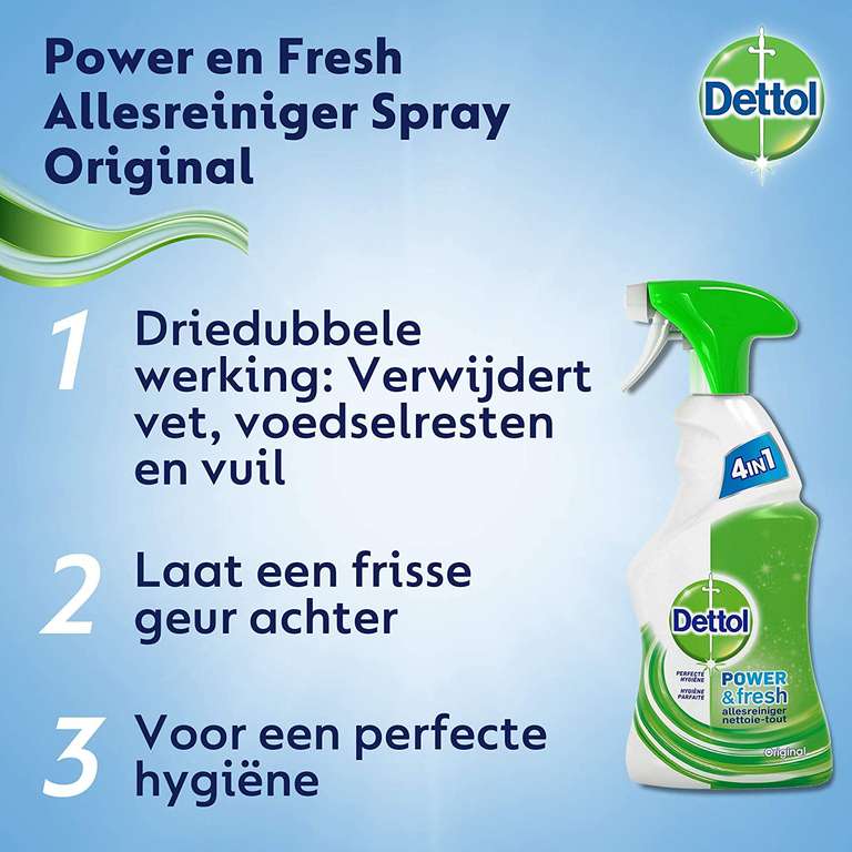 Dettol Power en Fresh Allesreiniger Spray Original 6 x 500 ml Grootverpakking