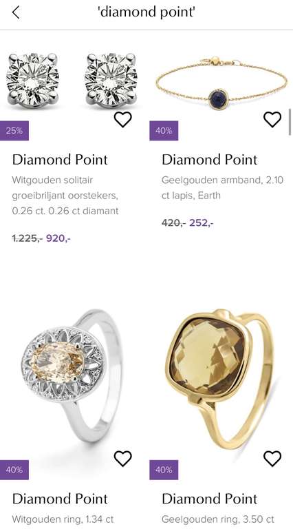 Diamond Point sieraden met 25%-40% korting