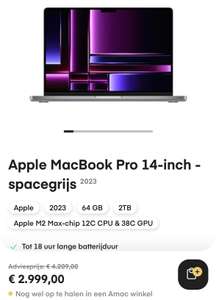 Apple MacBook Pro 14” M2 Max (12CPU,38GPU), 64GB RAM, 2TB ROM