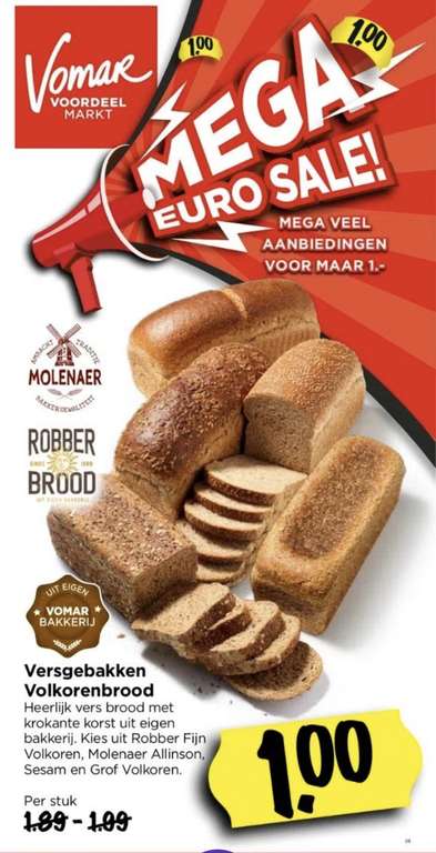 - heel versgebakken Volkorenbrood - €1