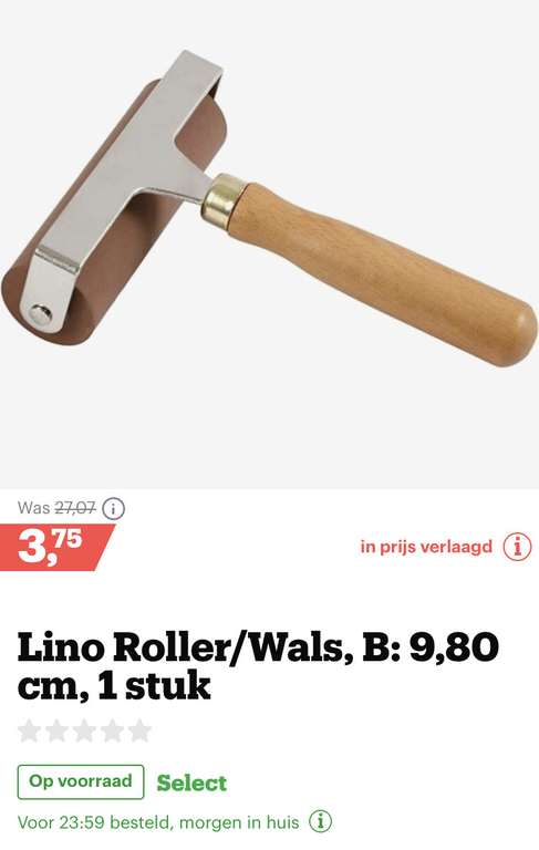 [bol.com] Lino Roller/Wals, B: 9,80 cm, 1 stuk €3,75