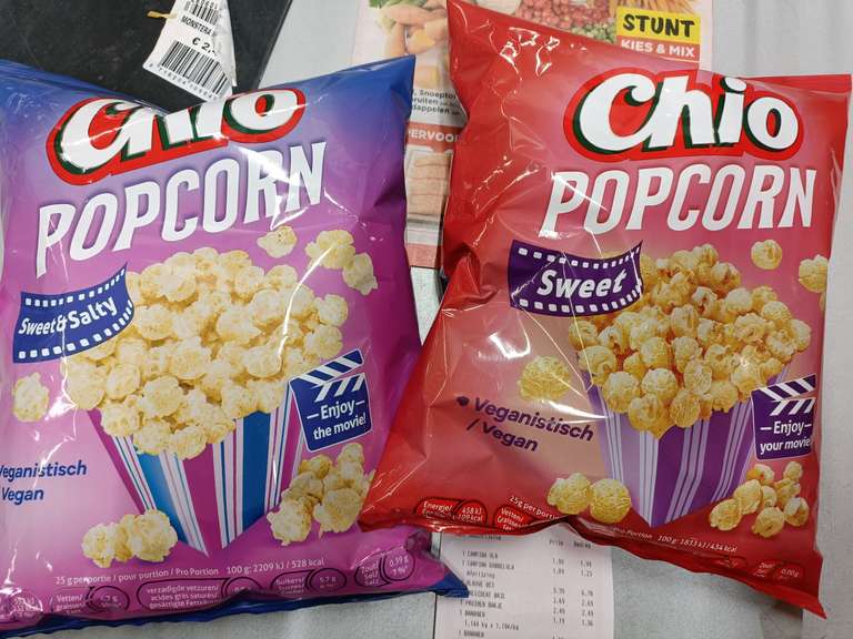Vomar: Chio popcorn 90-150g 1 + 1 met fout prijskaartje in de winkel!