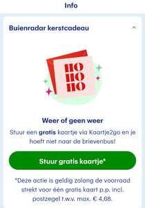Gratis Kaart versturen via Buienradar app @ Kaartje2Go.nl