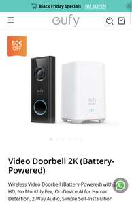 Eufy Video Doorbell 2K (Battery-Powered) laagste prijs tijdens Black Friday