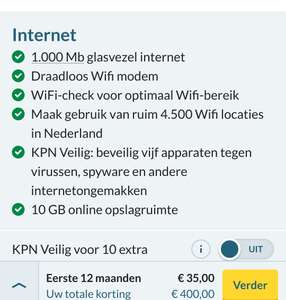 KPN 1000mb + TV €35 p/m 12 maanden lang! €10 cashback + €27.50 cbxl