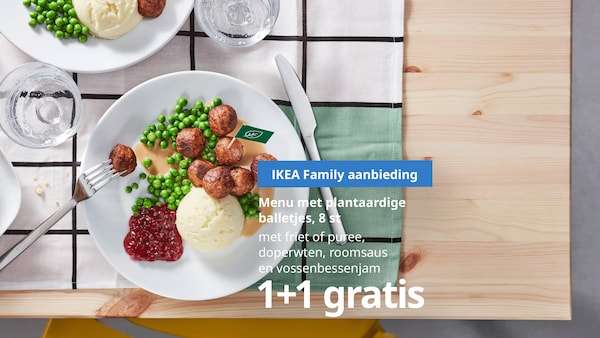 Ikea menu 1 + 1 gratis