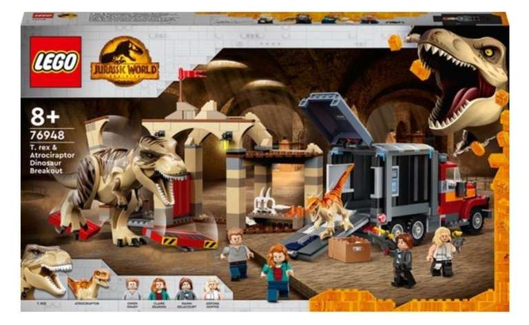 LEGO Jurassic World T. Rex & Atrociraptor Dinosaurus Ontsnapping - 76948 - Laagste prijs ooit