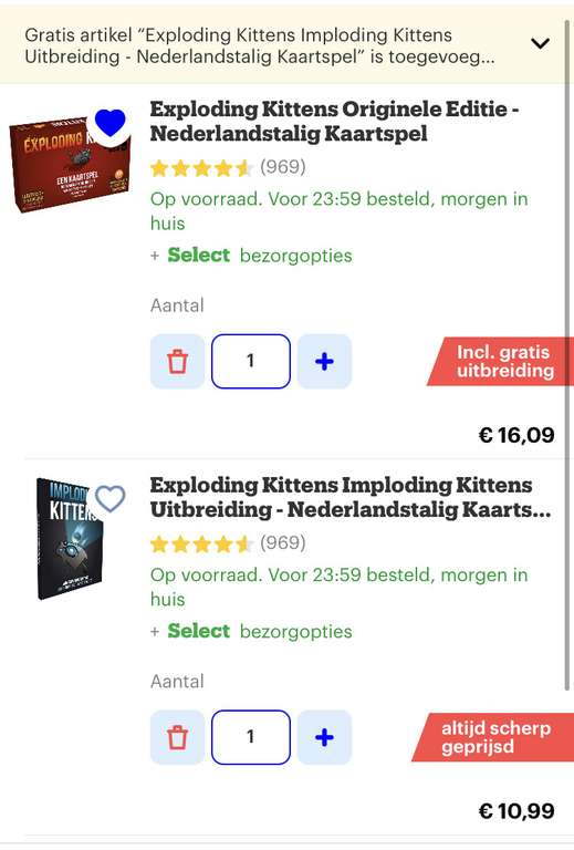 [bol.com] Exploding Kittens Originele Editie - Nederlandstalig Kaartspel + gratis uitbreiding