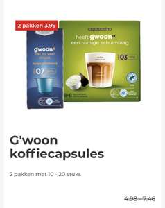 G’woon koffiecapsules 2 voor €3,99