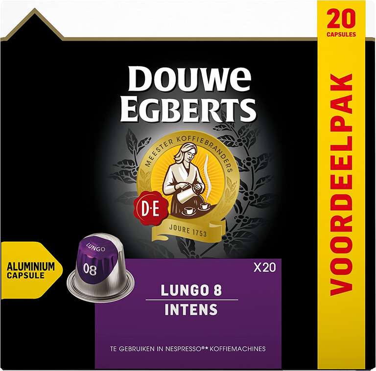 Douwe Egberts Koffiecups Lungo Intens voordeelverpakking 200 capsules 2e 50% korting