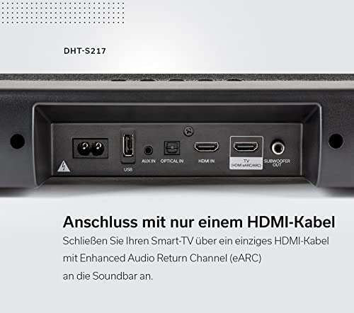 Denon DHT-S217 2.1 Soundbar | Dolby Atmos | Integrated Subwoofer | Bluetooth | HDMI ARC