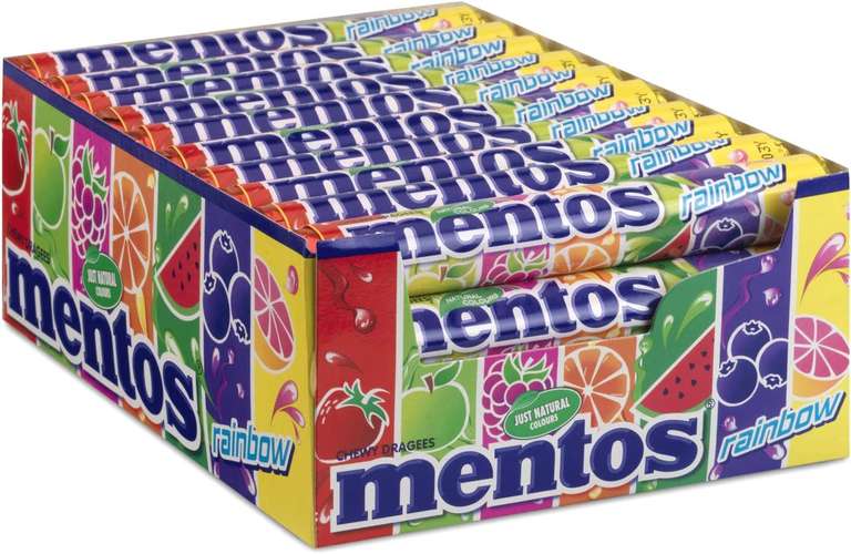 Mentos Rainbow chery dragees – grootverpakking met 40 rollen (38g/14 stuks per rol), gemengde fruitsmaken, zoete traktatie